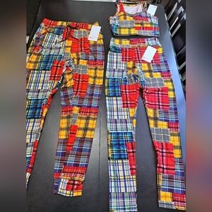 NWT 3 Piece Plaid Workout Set  Size M